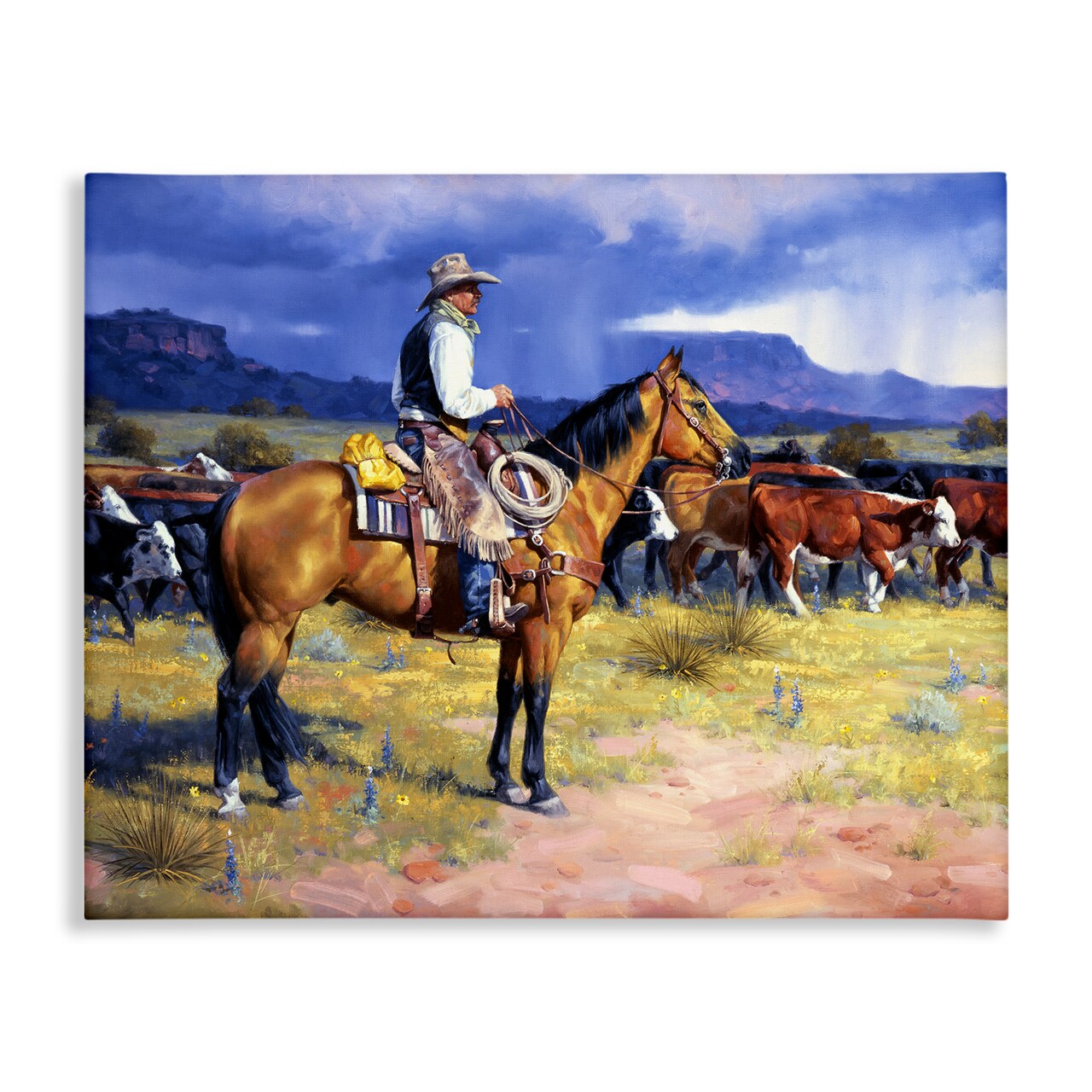 Stupell Industries Cowboy & Cattle Mountain View Canvas By Jack Sorenson